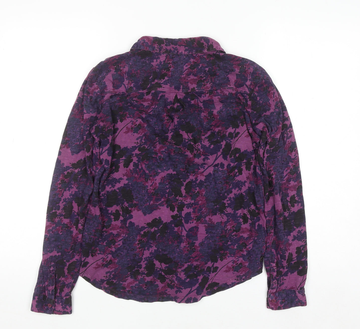 FatFace Women's Purple Floral Cotton Long Sleeve Button-Up Shirt Size 8