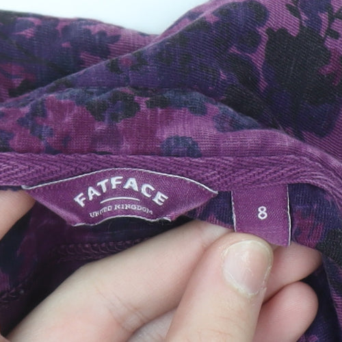 FatFace Women's Purple Floral Cotton Long Sleeve Button-Up Shirt Size 8