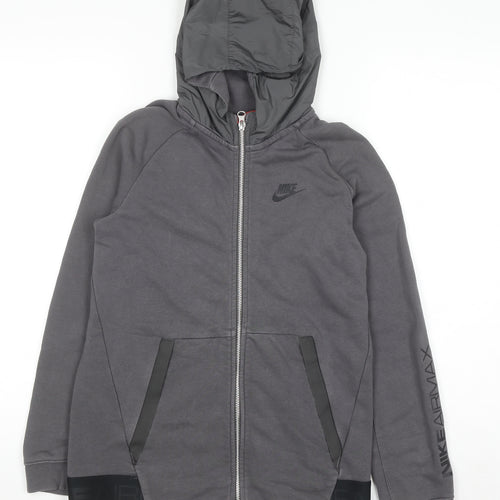 Nike Teens Grey Full Zip Hoodie Air Max Logo L 12-13 Yrs