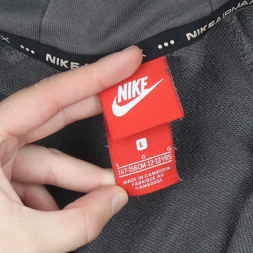 Nike Teens Grey Full Zip Hoodie Air Max Logo L 12-13 Yrs