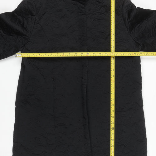 Kookai Women’s Black Quilted Long Coat Size 14 Elegant Overcoat