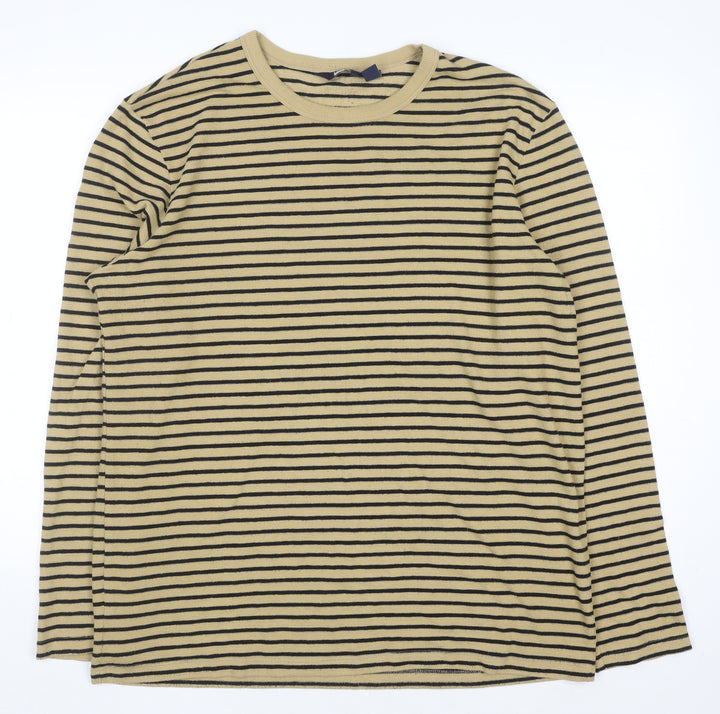 Lands' End Men's Beige Stripe Long Sleeve Casual Top XXL