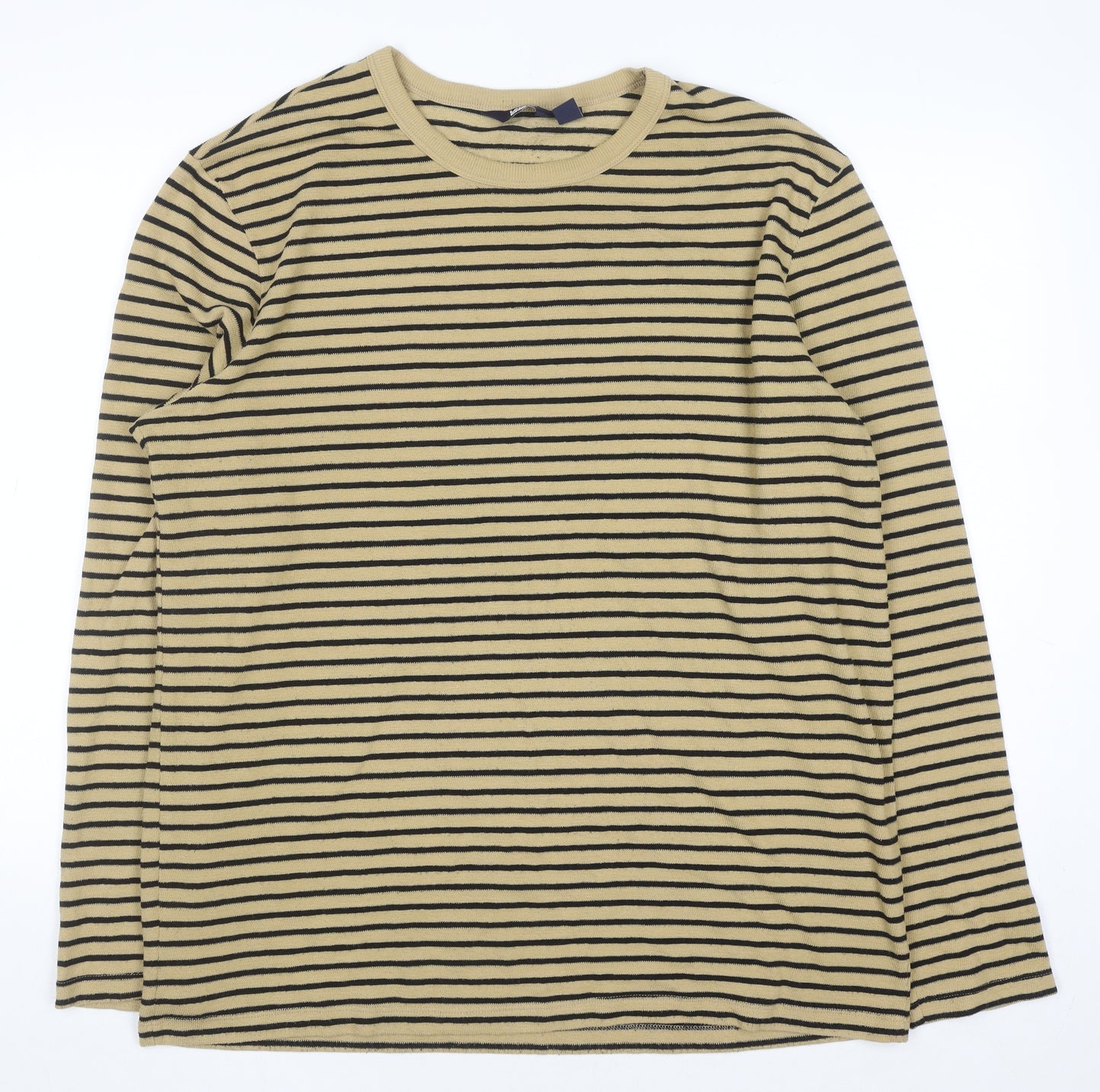 Lands' End Men's Beige Stripe Long Sleeve Casual Top XXL