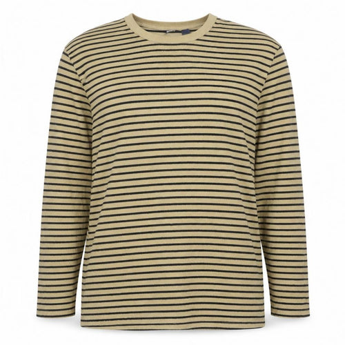 Lands' End Men's Beige Stripe Long Sleeve Casual Top XXL