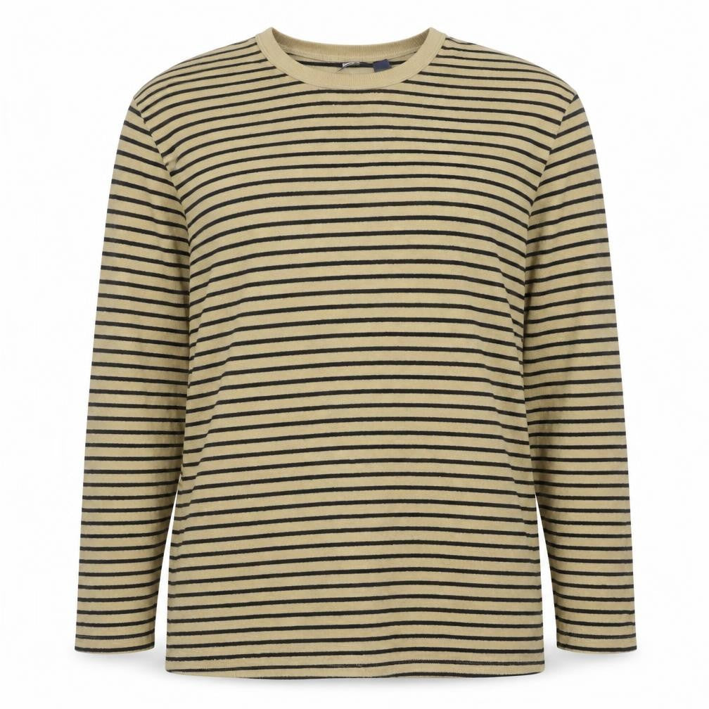 Lands' End Men's Beige Stripe Long Sleeve Casual Top XXL
