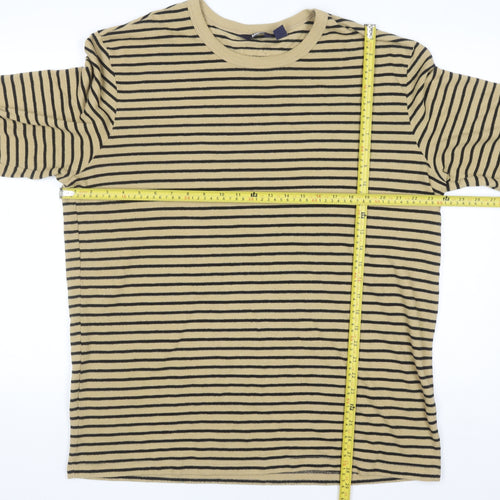 Lands' End Men's Beige Stripe Long Sleeve Casual Top XXL