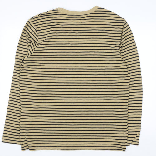 Lands' End Men's Beige Stripe Long Sleeve Casual Top XXL