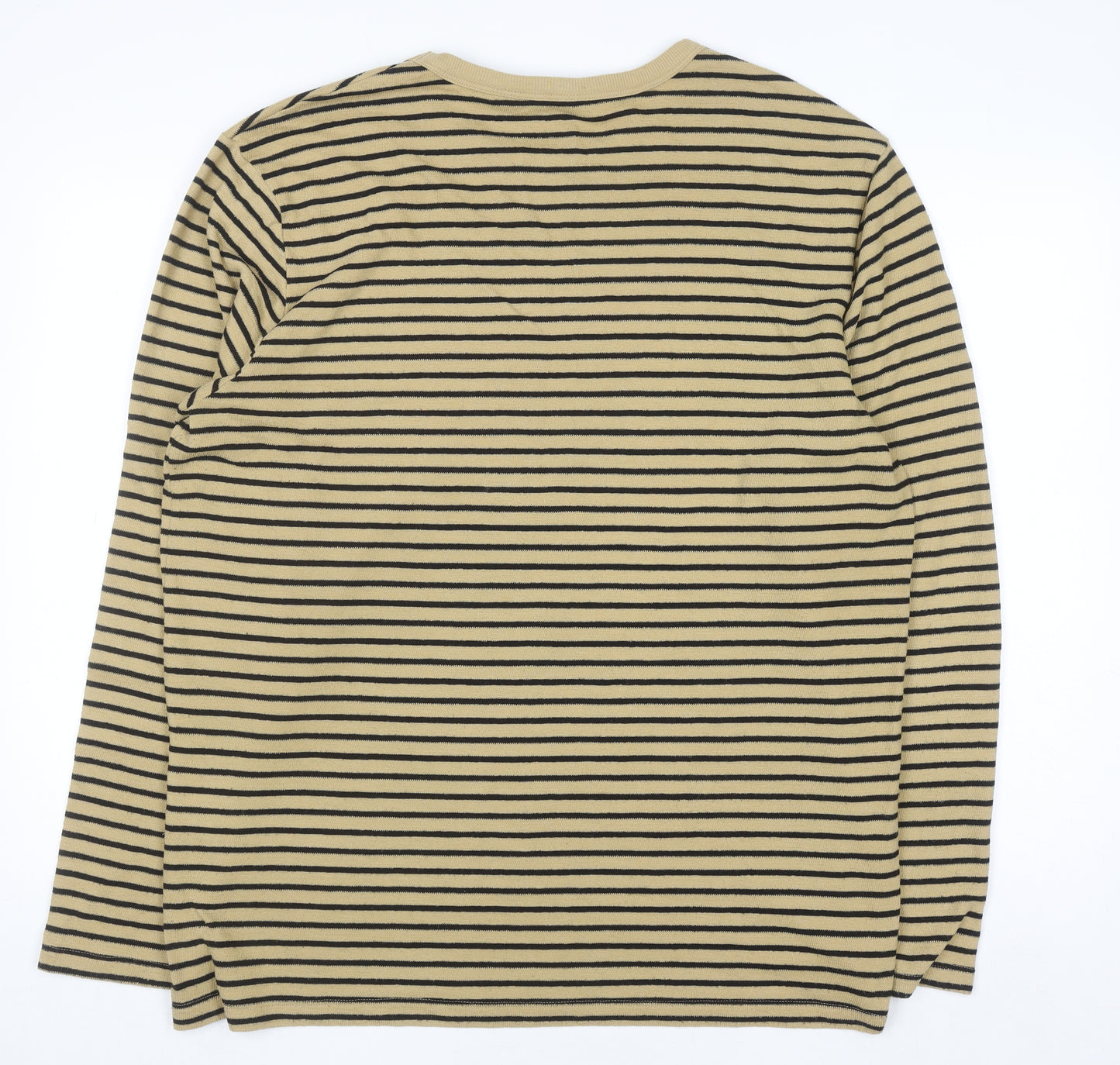 Lands' End Men's Beige Stripe Long Sleeve Casual Top XXL