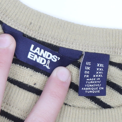 Lands' End Men's Beige Stripe Long Sleeve Casual Top XXL