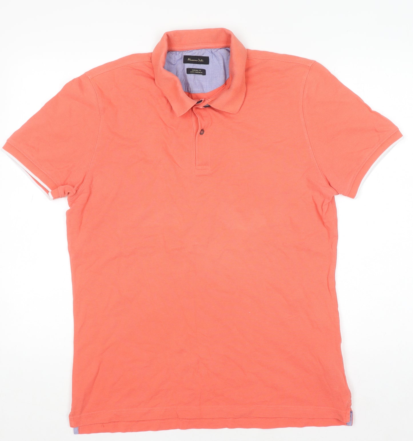 Massimo Dutti Mens Orange Cotton Casual Fit Polo Shirt XL