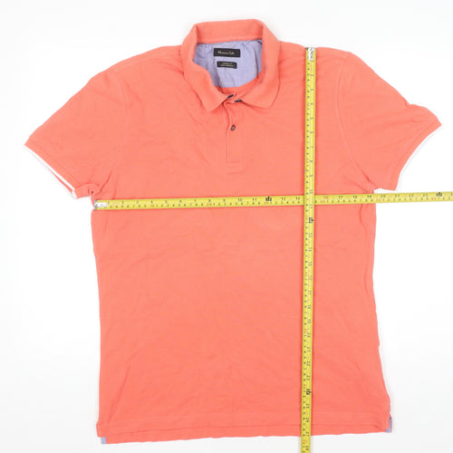 Massimo Dutti Mens Orange Cotton Casual Fit Polo Shirt XL
