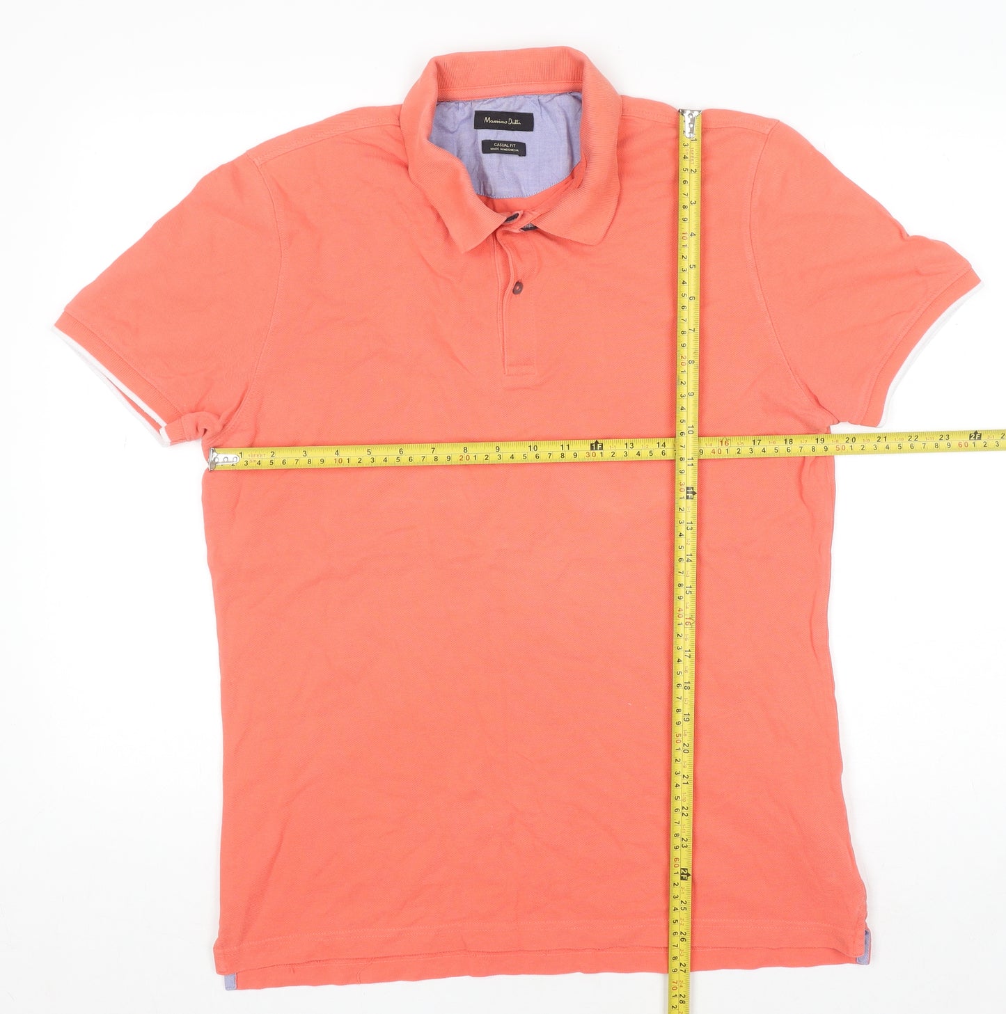 Massimo Dutti Mens Orange Cotton Casual Fit Polo Shirt XL