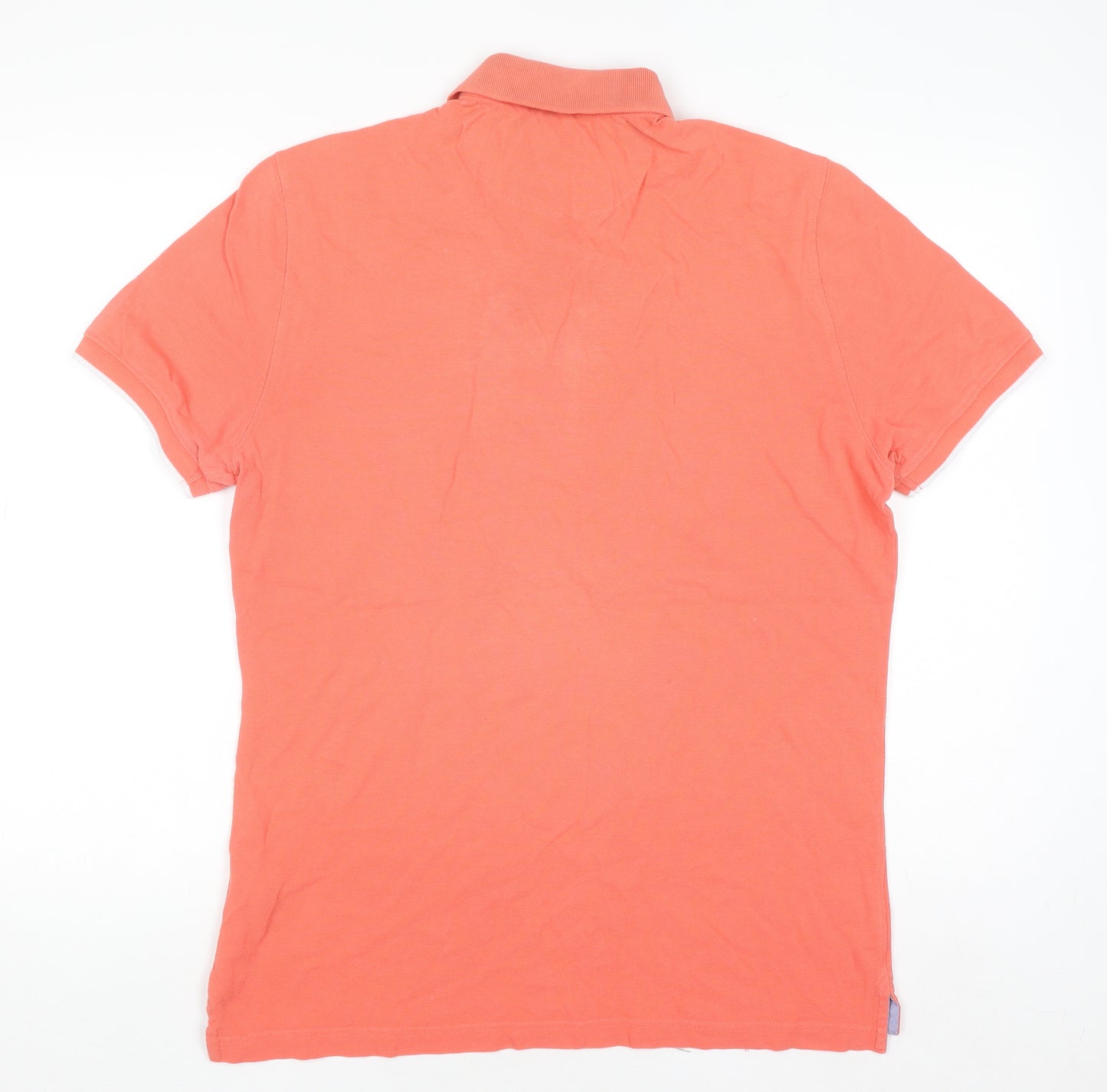 Massimo Dutti Mens Orange Cotton Casual Fit Polo Shirt XL
