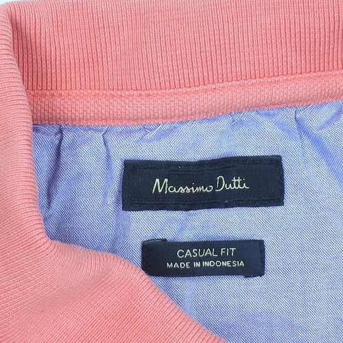 Massimo Dutti Mens Orange Cotton Casual Fit Polo Shirt XL