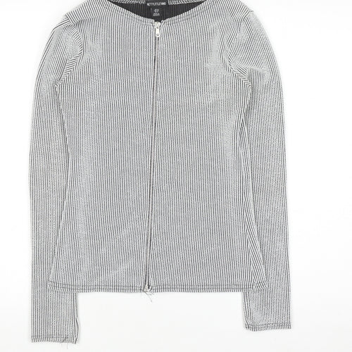 PrettyLittleThing Women’s Grey Striped Zip-Up Slim Jacket UK 10