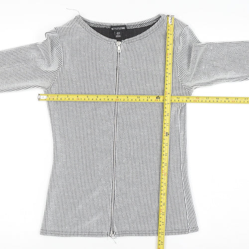 PrettyLittleThing Women’s Grey Striped Zip-Up Slim Jacket UK 10