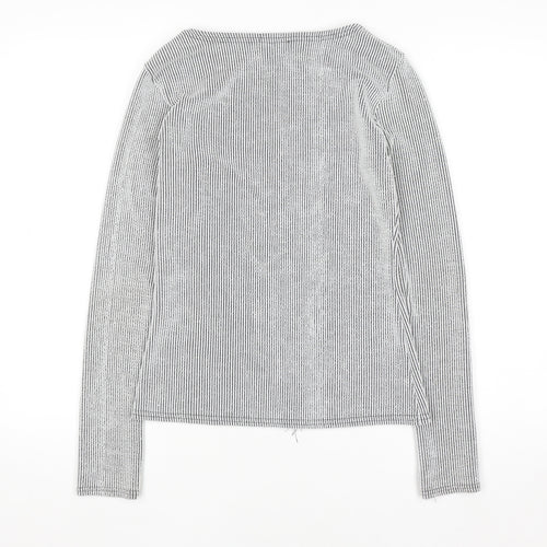 PrettyLittleThing Women’s Grey Striped Zip-Up Slim Jacket UK 10