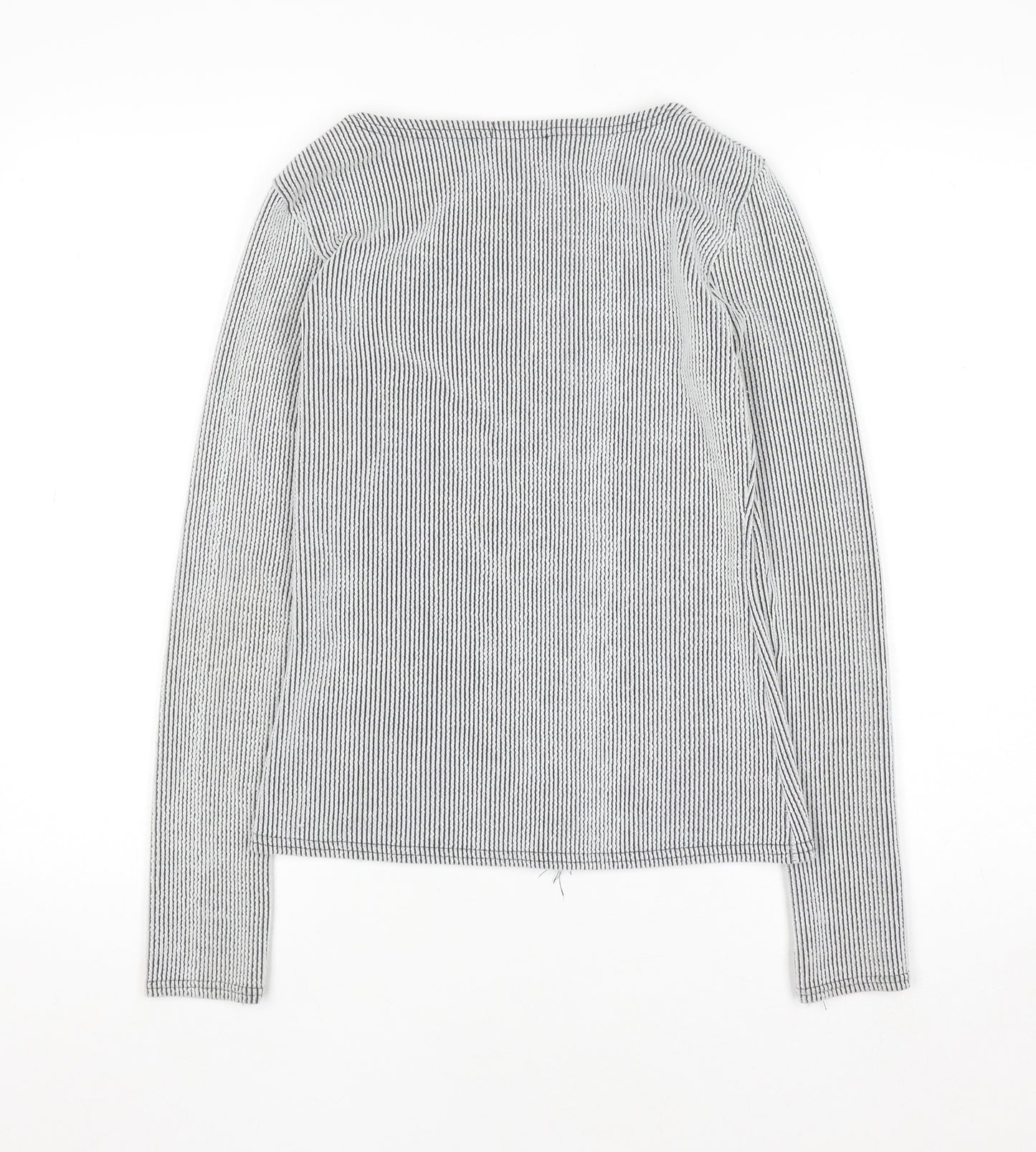 PrettyLittleThing Women’s Grey Striped Zip-Up Slim Jacket UK 10