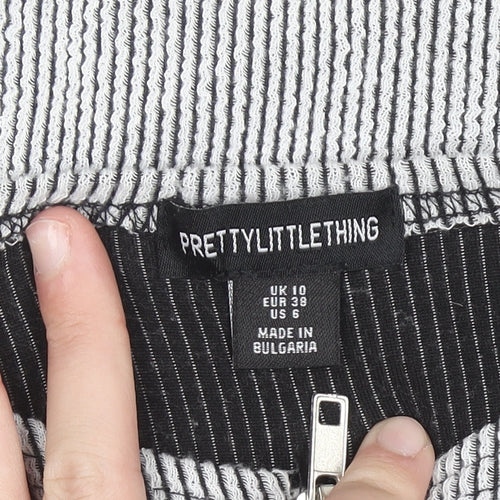 PrettyLittleThing Women’s Grey Striped Zip-Up Slim Jacket UK 10