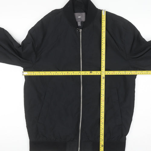H&M Men's Black Bomber Jacket Size S Regular Fit Casual Zip