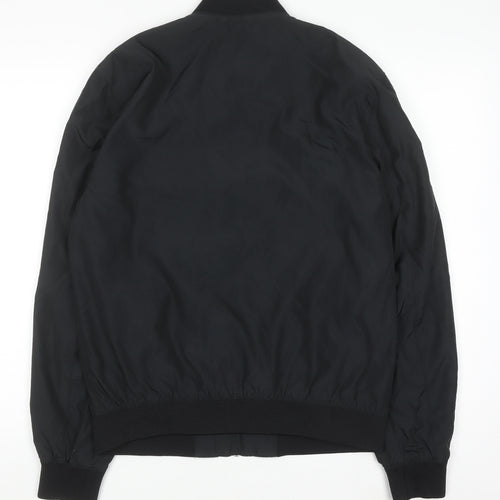 H&M Men's Black Bomber Jacket Size S Regular Fit Casual Zip