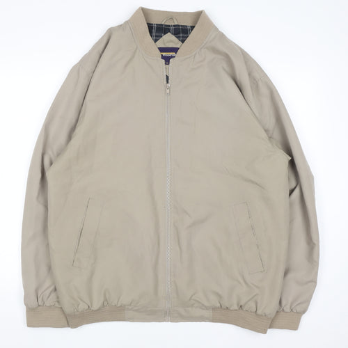 Woodville Mens Beige XL Bomber Jacket Polyester Full Zip Casual