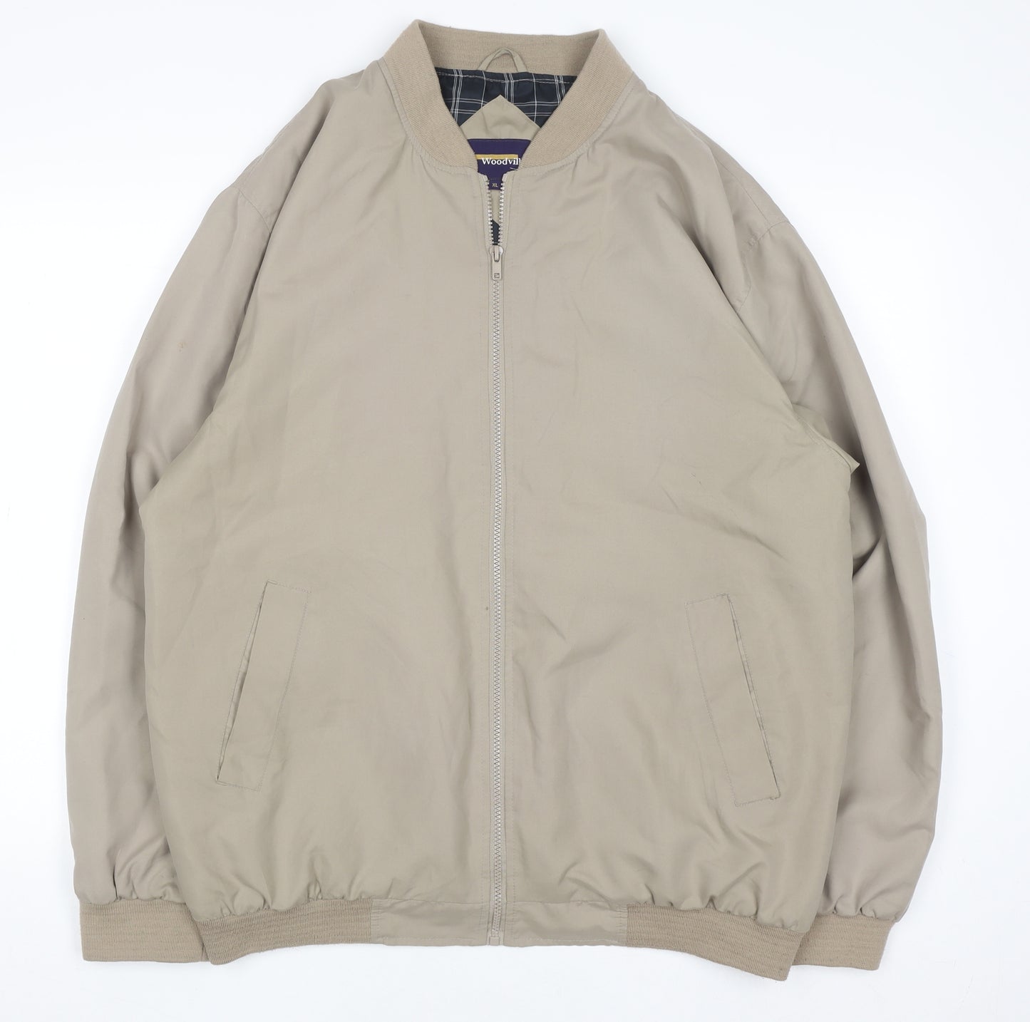 Woodville Mens Beige XL Bomber Jacket Polyester Full Zip Casual