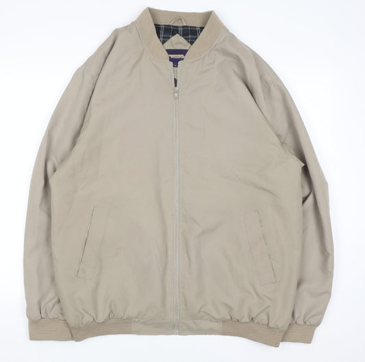 Woodville Mens Beige XL Bomber Jacket Polyester Full Zip Casual