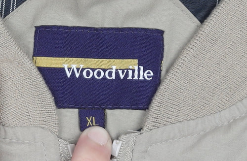 Woodville Mens Beige XL Bomber Jacket Polyester Full Zip Casual