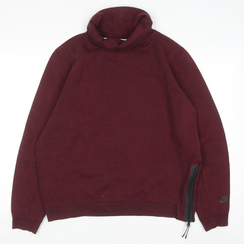 Nike Men's Red High Neck Pullover Sweatshirt Zip L