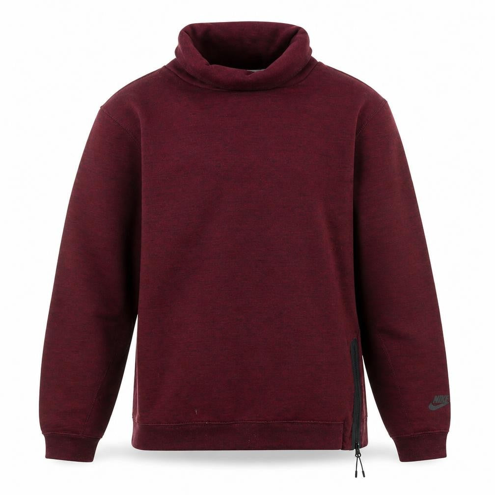 Front view of Nike Men's Red High Neck Pullover Sweatshirt Zip L