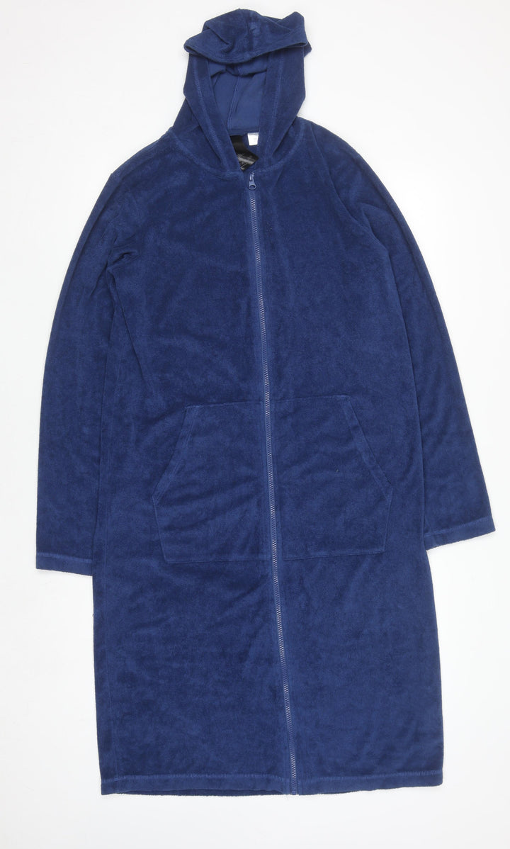 H&M Boys Blue Full Zip Hoodie Jacket Size 14 Long Sleeve Fleece Cotton Blend