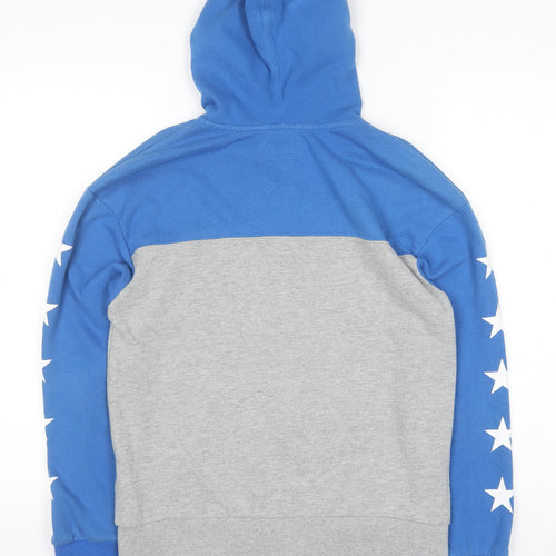 Converse Boys Blue Grey Full Zip Hoodie Size 12-13 Years Graphic Print