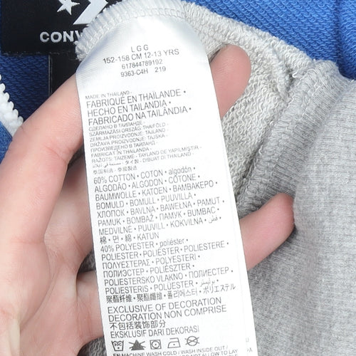 Converse Boys Blue Grey Full Zip Hoodie Size 12-13 Years Graphic Print