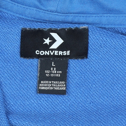 Converse Boys Blue Grey Full Zip Hoodie Size 12-13 Years Graphic Print