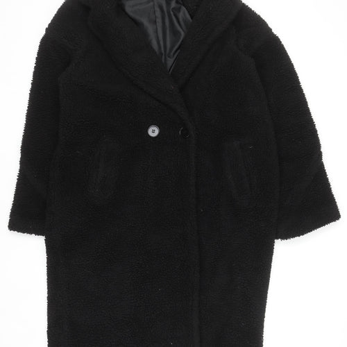 By Clara Women’s Black Long Fleece Overcoat L