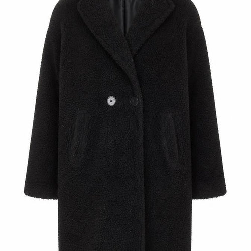 By Clara Women’s Black Long Fleece Overcoat L