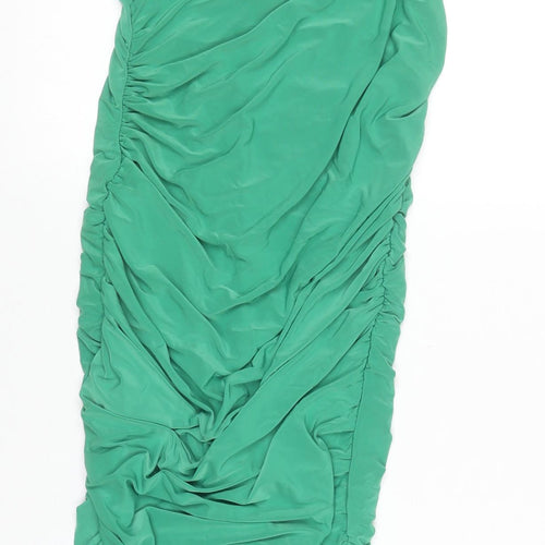 I SAW IT FIRST Women’s Green Size 8 Ruched Bodycon Midi Dress