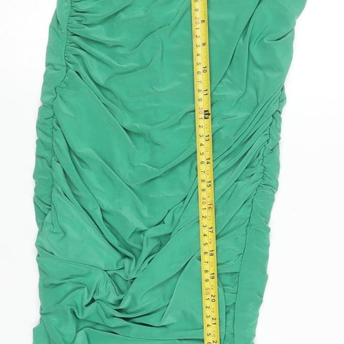 I SAW IT FIRST Women’s Green Size 8 Ruched Bodycon Midi Dress