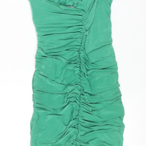 I SAW IT FIRST Women’s Green Size 8 Ruched Bodycon Midi Dress