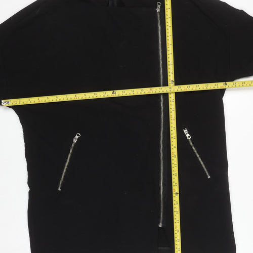 H&M Divided Women’s Black Mid-Length Zip Overcoat Size 14