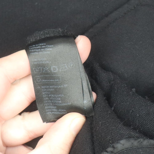 H&M Divided Women’s Black Mid-Length Zip Overcoat Size 14