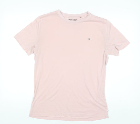 Calvin Klein Golf Men's Pink Crew Neck Short Sleeve T-Shirt M Polyester