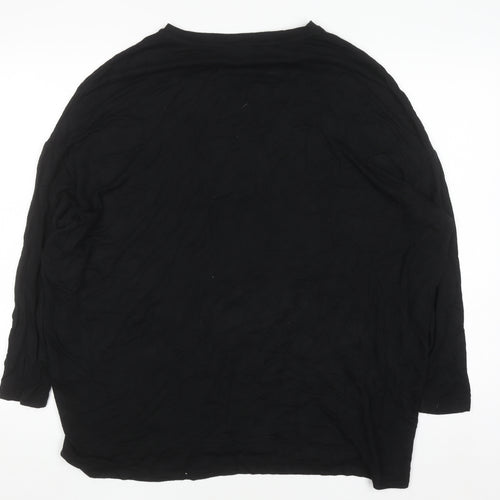 Hush Women's Black Relaxed Fit Long Sleeve Jersey T-Shirt Size L