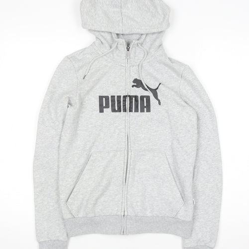 Puma Womens Grey Full Zip Hoodie Size 8 Cotton Blend