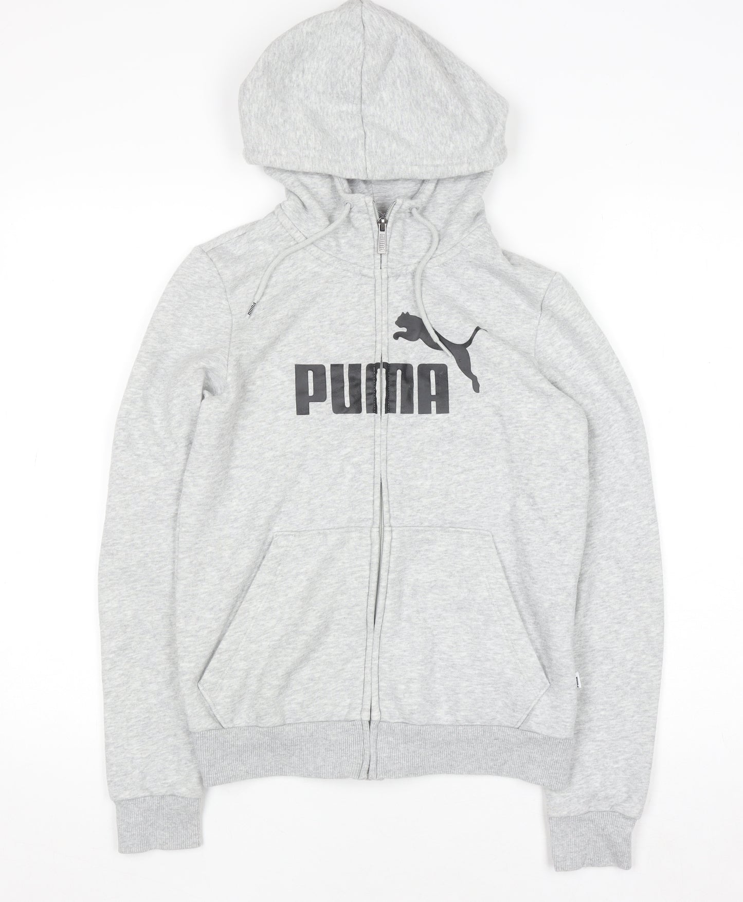 Puma Womens Grey Full Zip Hoodie Size 8 Cotton Blend