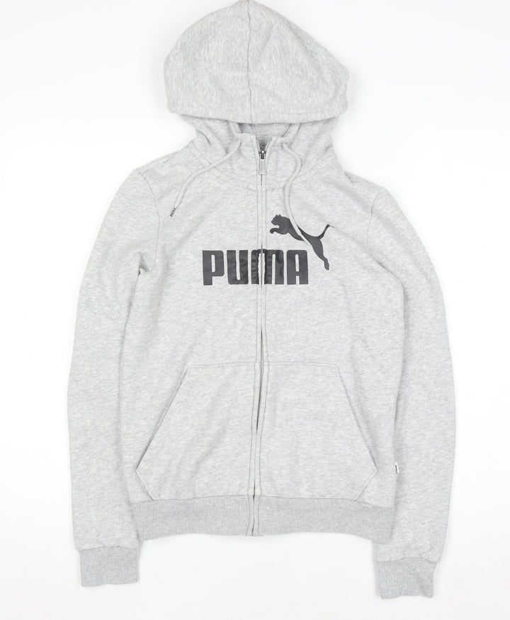 Puma Womens Grey Full Zip Hoodie Size 8 Cotton Blend