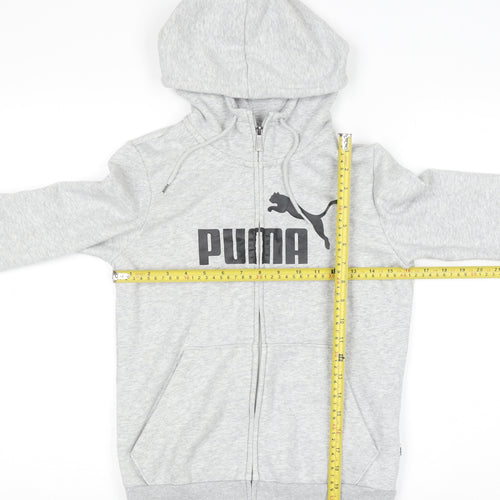 Puma Womens Grey Full Zip Hoodie Size 8 Cotton Blend