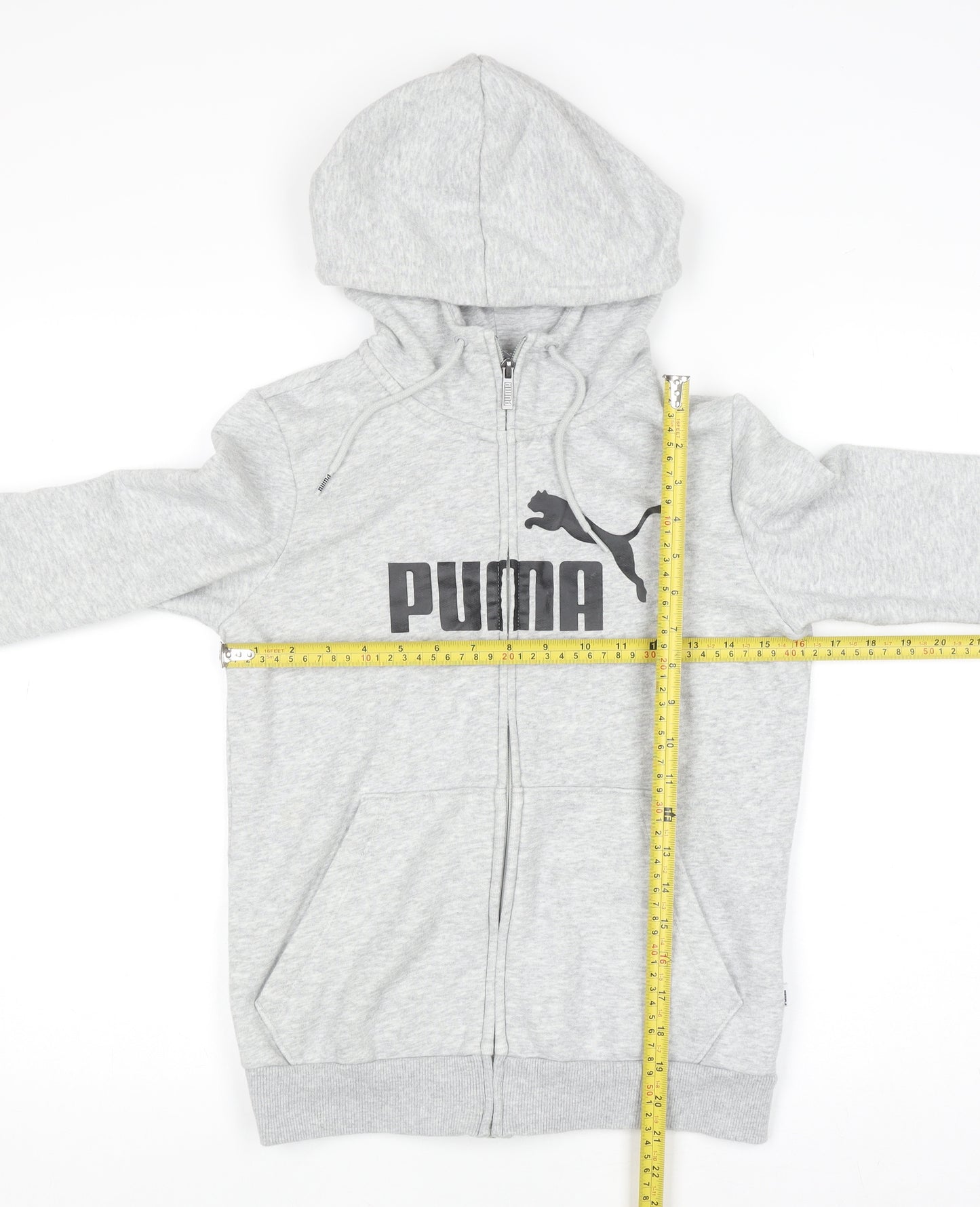 Puma Womens Grey Full Zip Hoodie Size 8 Cotton Blend