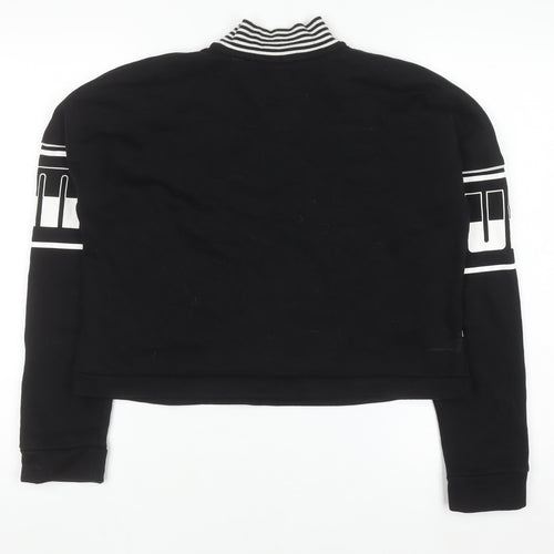 Puma Women's Black 1/4 Zip Sweatshirt Size 8 Striped Mock Neck